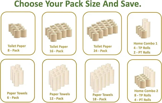 Purafide 100% Bamboo, thick 3-ply toilet paper, tree-free, unbleached, sustainable, 300 sheets per roll (TP 24) - ModernBath
