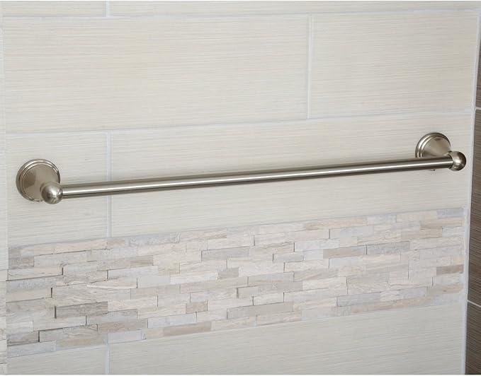 Amazon Basics Straight Modern Towel Bathroom Bar, 24 inch, Satin Nickel - ModernBath