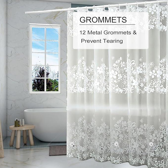 TIKABC Shower Curtain Liner, 4G PEVA Shower Liner, Plastic Waterproof Shower Curtains, 72x72 inch with Grommet Holes 3 Magnetic Weights - ModernBath