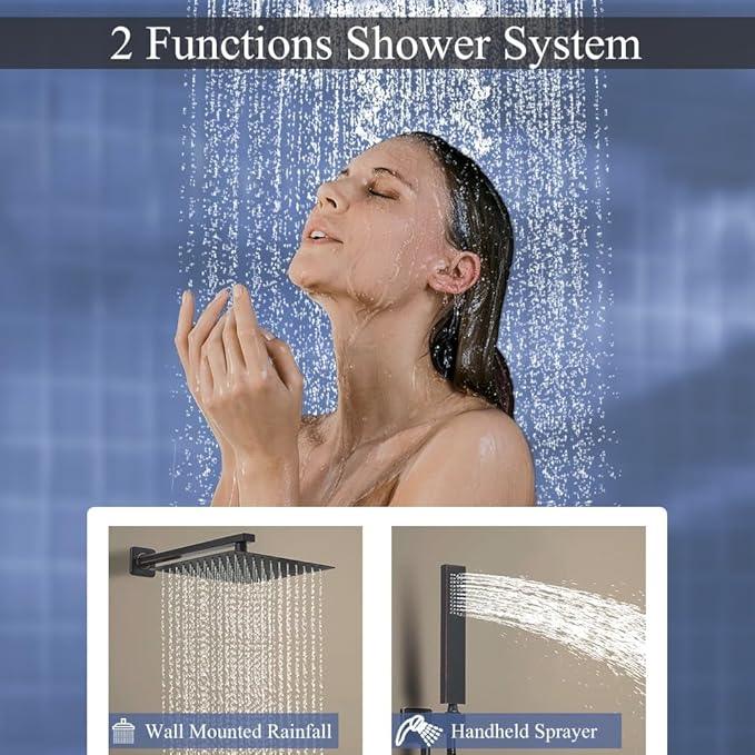 YCAIKOI Shower Faucet Set 16 Inch Wall Mount Rain Shower System, All Metal Shower Fixtures - Oil Rubbed Bronze - ModernBath