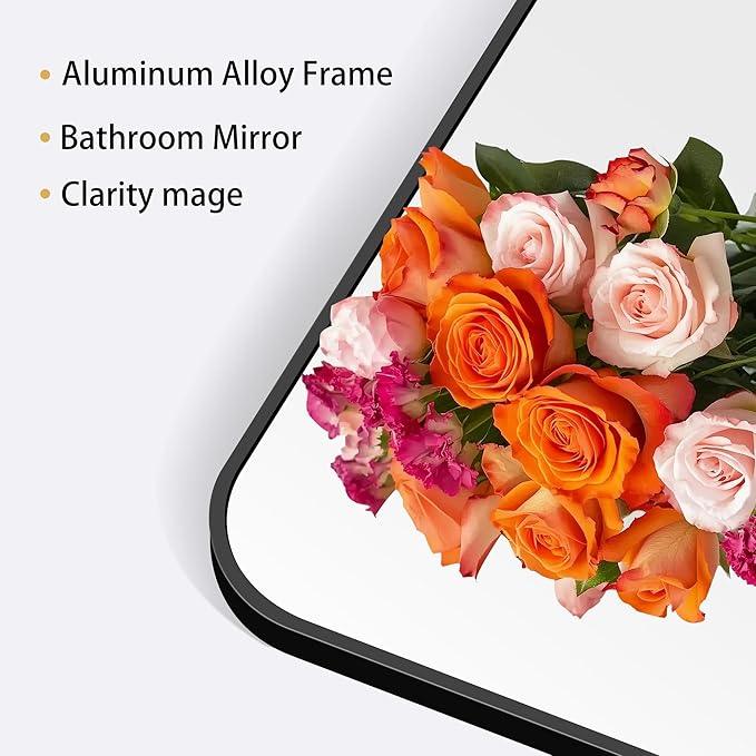 DESBING 24" x 55"Bathroom Mirror, Matte Black Wall Mirror with Metal Frame, Decorative Rectangular Vanity Mirror for Bedroom Bathroom Living Room Entryway (Horizontal/Vertical) - ModernBath