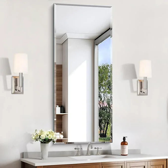 KOCUUY Beveled Mirror, 20x48 Inch Frameless Bathroom Mirror for Over Sink, Upgraded Shatterproof Beveled Unframed Design Mirror for Bathroom, Bedroom, Hang Horizontal/Vertical - ModernBath