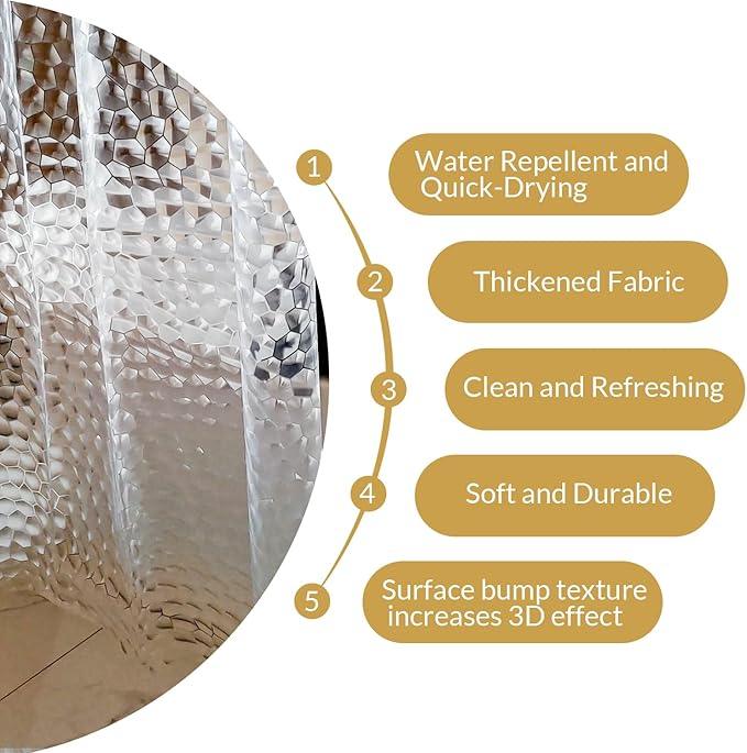 NTBAY EVA Clear Shower Curtain with Water Cube, Water-Repellent Liner with 3 Magnets for Bathroom, 72x84 Inches - ModernBath