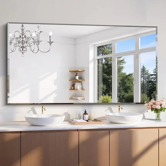 CILIBER Large Beveled Mirror, 30x55 Frameless Beveled Bathroom Mirrors for Over Sink, Upgraded Shatterproof Beveled Frameless Vanity Mirror for Bathroom,Bedroom,Living Room and Entryway - ModernBath