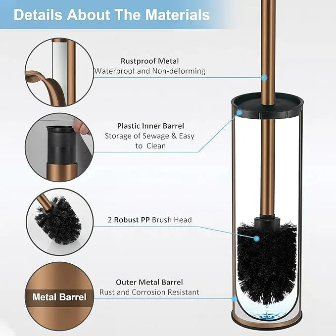 BGL Rose Gold Toilet Brush and Holder,Stainless Steel Toilet Brushes for Bathroom with Holder - ModernBath