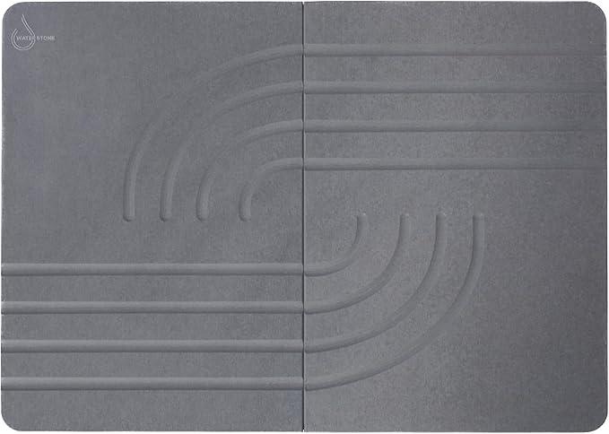 Water Stone Bath Mat, Quick-Dry Bathroom Rug, Gray Standard Size (27.5" x 19.6"), Eco-Friendly, Non-Slip, Absorbent, Modern Design for Safe & Clean Bathroom Floor - ModernBath