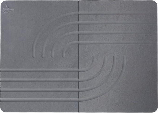 Water Stone Bath Mat, Quick-Dry Bathroom Rug, Gray Standard Size (27.5" x 19.6"), Eco-Friendly, Non-Slip, Absorbent, Modern Design for Safe & Clean Bathroom Floor - ModernBath