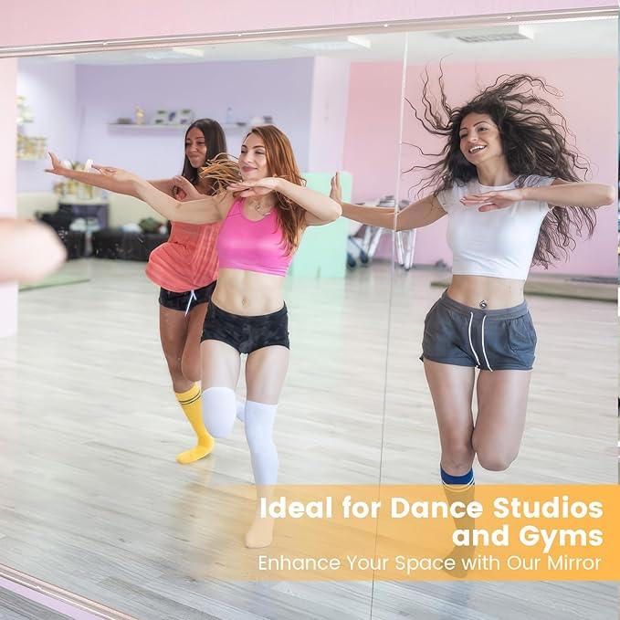 Amorho 96''x40''(Each)-2PCS Gym Mirror, Tempered Glass, Frameless Full Body Mirror for Home, Yoga Studios, Dance Rooms, Garage Gyms. - ModernBath