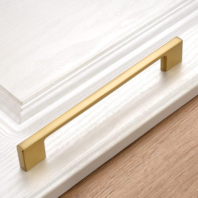 KOOFIZO 10 Pack 6-1/4 Inch Brushed Gold Kitchen Cabinet Pulls Gold Cabinet Handles Gold Cabinet Hardware for Kitchen Cabinets Drawer P01 Dresser Cupboard Bedroom Bathroom - ModernBath
