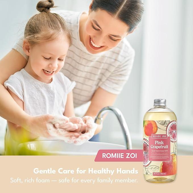 ROMIIE ZOI Liquid Hand Soap Refill Gift Set – 3 Pack (26 Fl Oz Each), Pink Grapefruit Scent – Moisturizing, Biodegradable & Cruelty-Free Formula with Essential Oils for Sensitive Skin - ModernBath