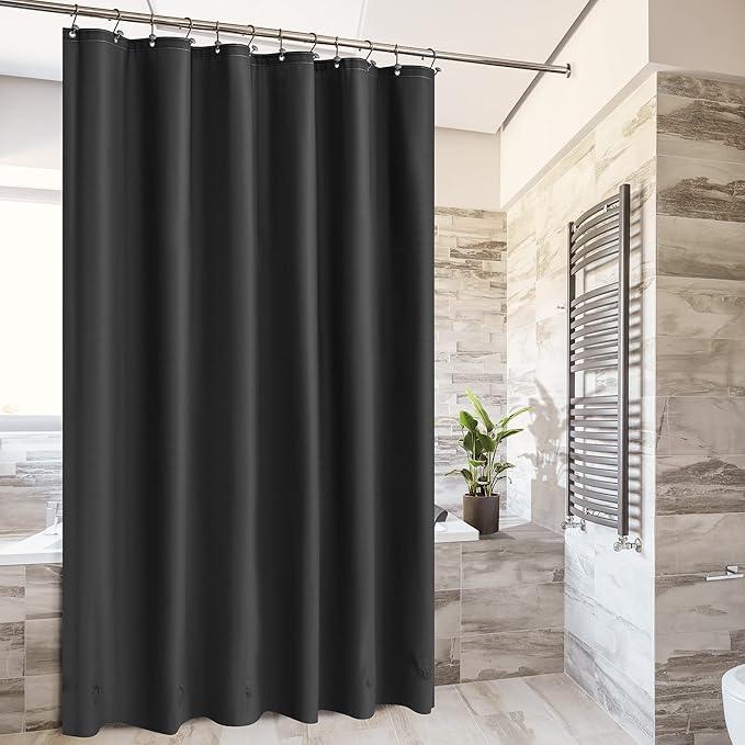Barossa Design Black Shower Curtain Liner with 6 Magnets - Waterproof Heavy Duty PEVA Shower Liner for Bathroom, 72" x 72" Standard Size, PVC Free, Metal Grommets - Black, 72x72 - ModernBath