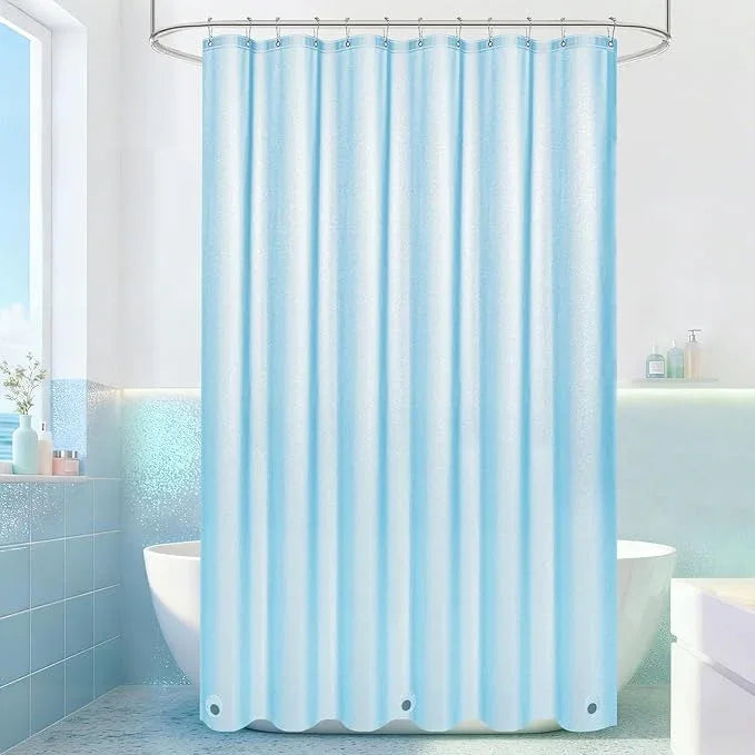 Seenus Waterproof Plastic Glitter Shower Curtain Extra Long 72 x 78 Inch, Sparkle PEVA Shower Curtain Liner with 3 Large Magnets, Sky Blue Blingbling Bathroom Decor Shower Curtain - ModernBath