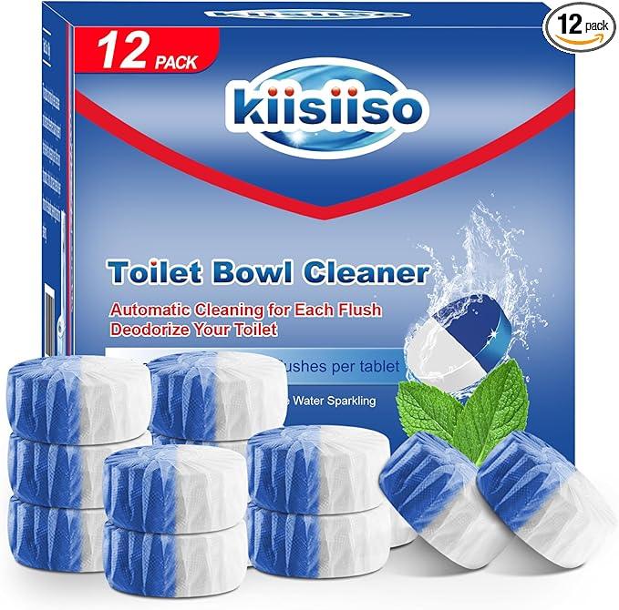 KIISIISO Toilet Bowl Cleaner Tablets, 12 PACK Commercial Household Bathroom Cleaners, Automatic Toilet Tank Cleaners Deodorizers(Blue and White) - ModernBath