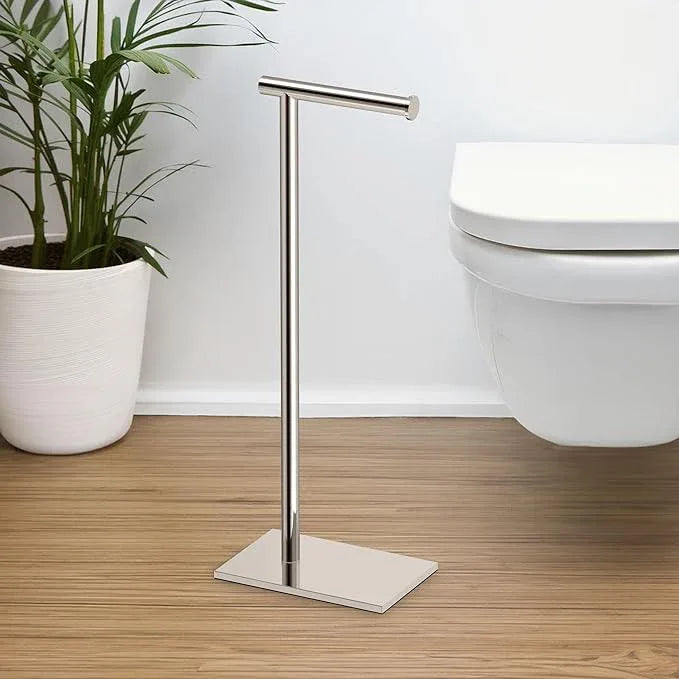 Gatco 1431PN Modern Rectangle Base Freestanding Toilet Paper Holder, 21.25", Polished Nickel with Weighted Base - ModernBath