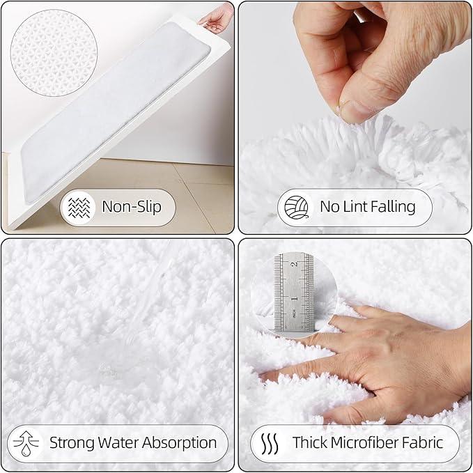 XLHOMO Bathroom Sets with Shower Curtain and Rugs, 27PCS White Bathroom Accessories Set with Trash Can, White Shower Curtain Set, No Slip Super Absorbent Bathroom Rugs - ModernBath