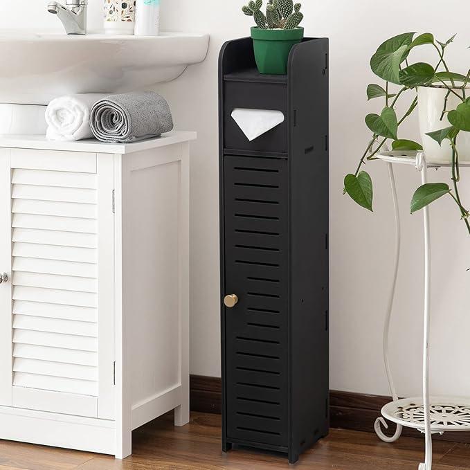 AOJEZOR Small Bathroom Storage Cabinet: Bathroom Toilet Paper Cabinet Fit for Small Roll,Black - ModernBath