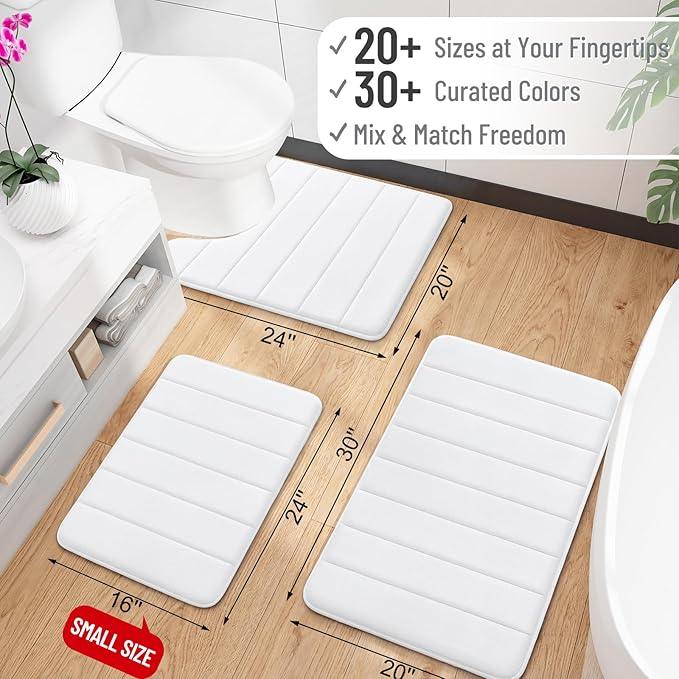 OLANLY Memory Foam Bath Mat 36x24, Super Soft Absorbent Bathroom Rugs, Quick Dry, Machine Washable Shower Floor Rugs, Bathmat Carpet, Bathroom Home Decor Accessories, White - ModernBath