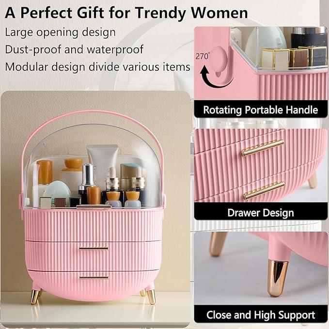 GLTAYLMY Makeup Organizer for Vanity, Cosmetics Skincare Organizers with Lid and Drawers, Cosmetic Display Cases for Countertop Bathroom Dresser, Ideal Gifts for Women - ModernBath