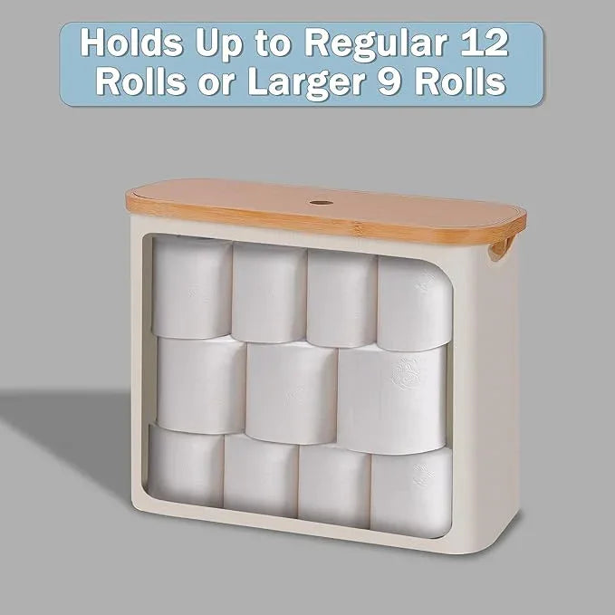 efluky Toilet Paper Basket, Toilet Paper Storage with Lid, Toilet Paper Organizer for Bathroom, Free Standing Toilet Paper Holder with Storage, Beige - ModernBath
