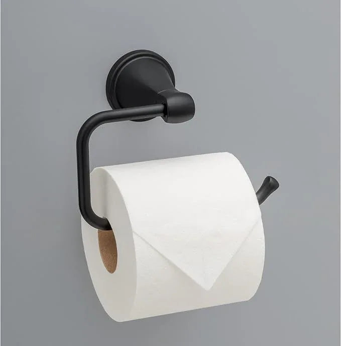 Delta Faucet Becker (1-Pack) Toilet Paper Holder, Matte Black, Wall Mounted Euro Hook Design BCK50-MB - ModernBath