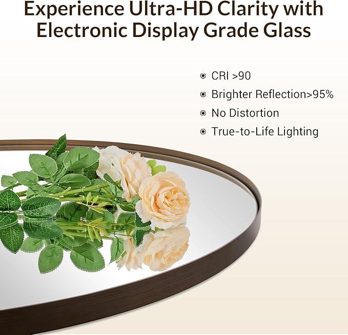 ANDY STAR Bronze Oval Mirror for Bathrooml, 20x33 Oval Bronze Mirror in Stainless Steel Metal Frame Deep 1’’ for Bathroom, Bedroom, Living Room, Entryway, Hang Vertical or Horizontal - ModernBath