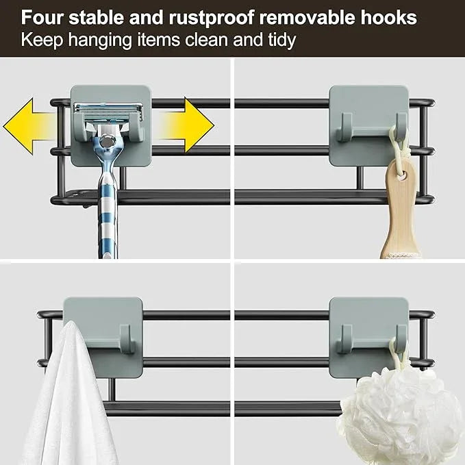Orimade 4 Tier Adjustable Anti-slip Shower Caddy over Shower Head,Rustproof Bathroom Hanging shower Organizer with 4 Hooks for Razor,No Drilling Shower shelves Storage Rack,Grey - ModernBath