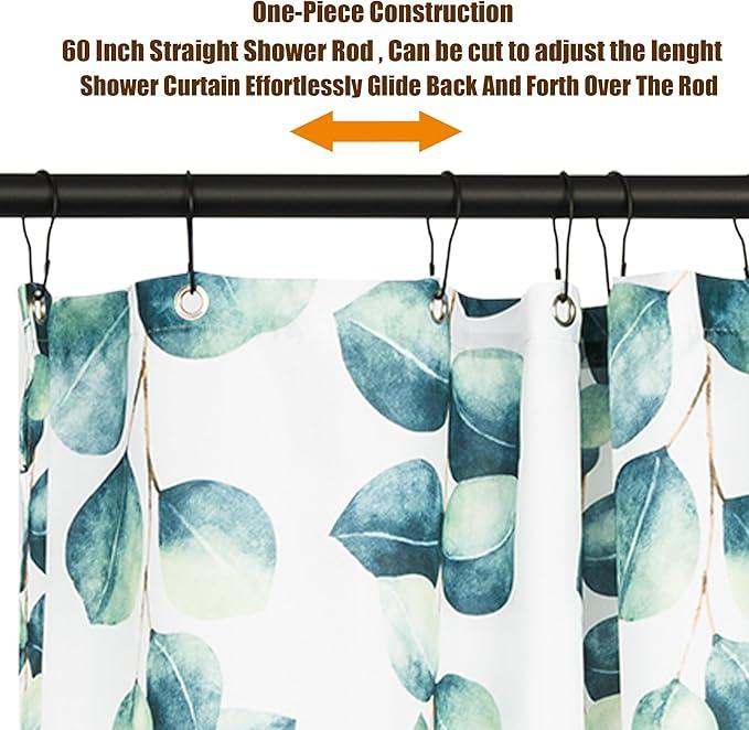 Artiwell 60" Heavy Duty Straight Shower Rod With Shower Rod Flange, Permanent Mount Shower Curtain Rod With Screws Bracket, Never Rust Stainless Steel, Window Curtain and Closet Rod, Matte Black - ModernBath