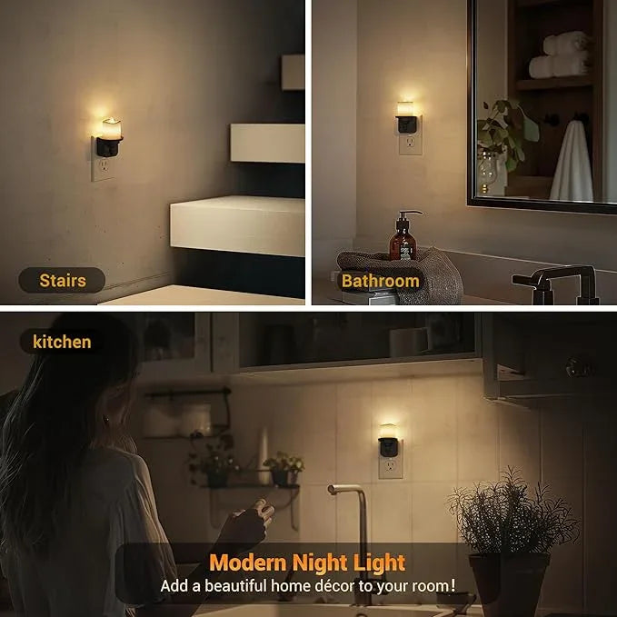 JandCase Flameless Candle Night Light, 2 Pack Night Lights Plug into Wall, 3000K Soft White, 0-100LM Dimmable Nightlight, Dusk to Dawn Sensor Light for Dinning Room, Living Room, Bathroom, Hallway - ModernBath