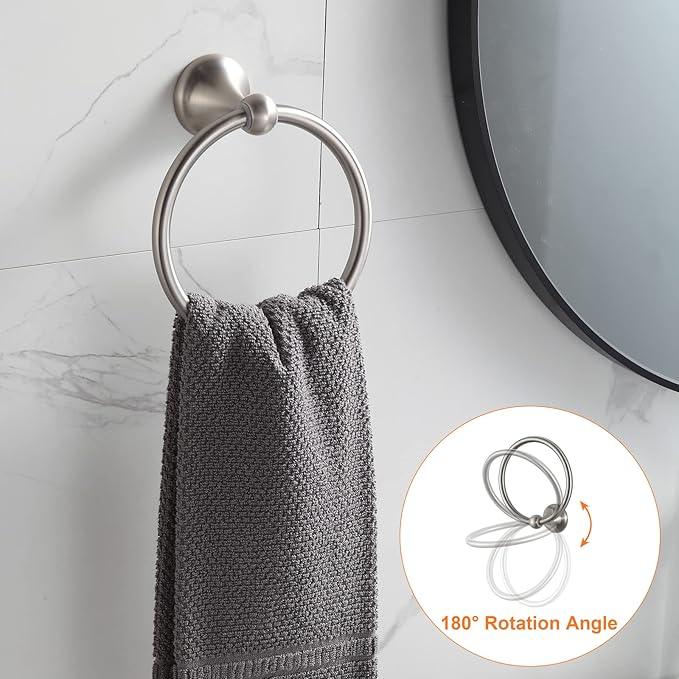 BGL Bathroom Hardware Set Brushed Nickel Adjustable Expandable Bath Towel Bars Bathroom Accessory Set Towel Racks 8-Pieces Wall Mount - ModernBath