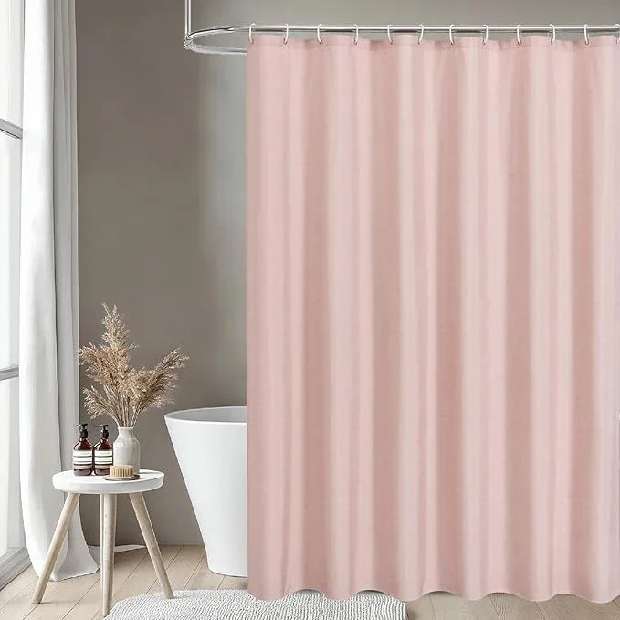 THAIGEE 2-in-1 Waterproof Fabric Shower Curtain or Liner,Linen Textured,Breathable TPU & Washable Bathroom Shower Curtain Set with 12 Plastic Hooks,Modern,72"x72" Blush - ModernBath