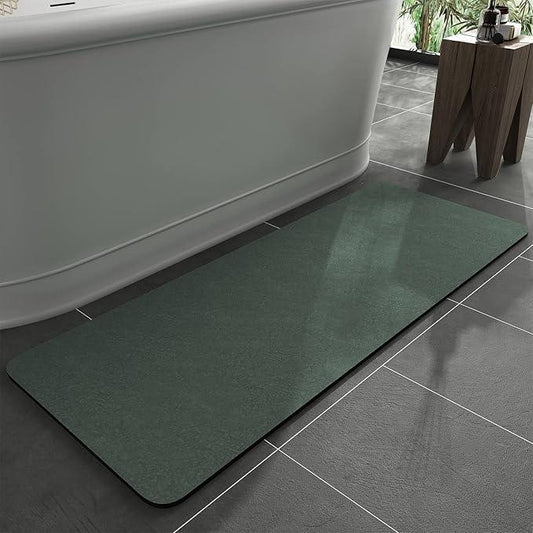 MontVoo -Bath Mat Rug-Rubber Backing Non Slip Quick Dry Absorbent Thin Bathroom Rugs Fit Under Door-Faux Suede Surface Bathroom Floor Mats-Shower Rug for in Front of Bathtub Shower Green 24"x48" - ModernBath
