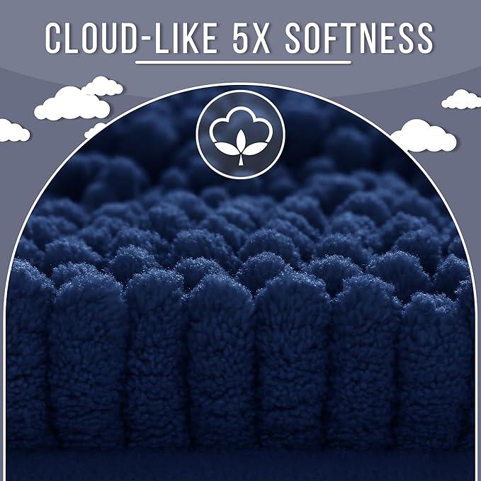 Yimobra Bathroom Rug Mat 47 x 24, Non Slip and Super Absorbent Bath Mat,Machine Washable Quick Dry,Ultra Plush Chenille Shower Rugs for Bathroom Floor Sink Tub and Shower Outside,Navy Blue - ModernBath