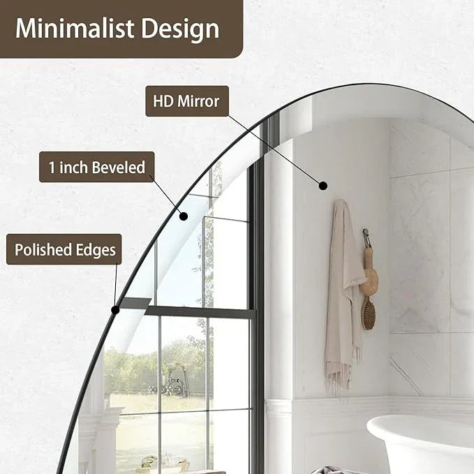 CLBA 28 inch Beveled Bathroom Mirror, Frameless Round Mirror, 1" Polished Beveled Edge Circle Mirror for Bathroom, Living Room, Bedroom - ModernBath