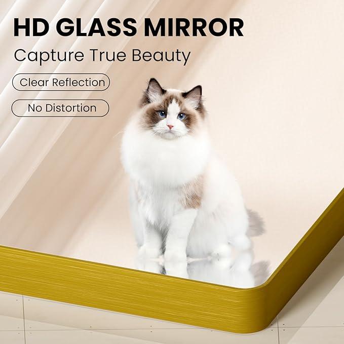 JISOSO Gold Bathroom Mirror, 22x30 Inch Brushed Gold Metal Frame Mirror for Wall, Rounded Rectangle Bathroom Vanity Mirror, Tempered Glass, Anti-Rust, Horizontal/Vertical - ModernBath