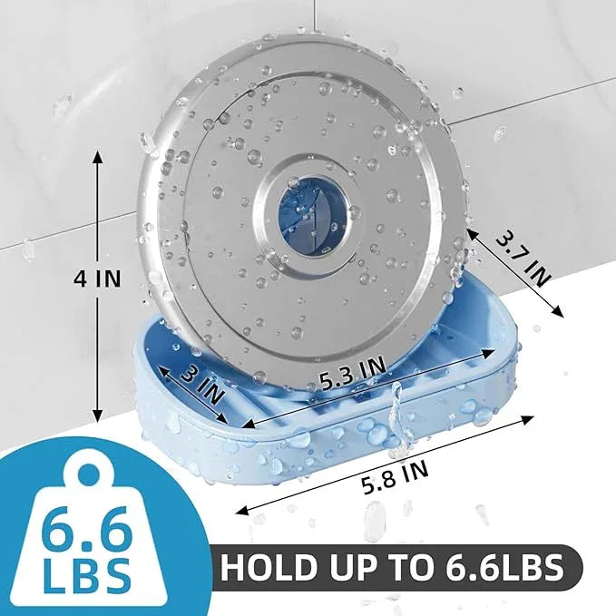 LEVERLOC Soap Dish Holder for Shower Suction Cup Wall Mounted Self Draining NO-Drilling Removable Bar Soap Sponge Holder for Bathroom Bathtub Kitchen Sink Waterproof Strong Vacuum Suction, Blue - ModernBath