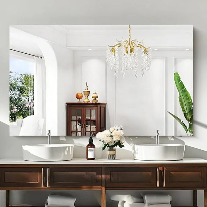 KOCUUY Large Frameless Mirror,60x36 Inch Rectangle Bathroom Vanity Mirror for Over Sink, Upgraded Shatterproof Unframed Design for Bedroom, Living Room, Entryway - ModernBath