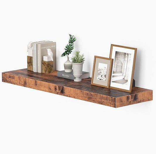 Vivelove 10 inches Deep Floating Shelves 36 inch Long, Sing Shelves for Wall Heavy Duty for Bedroom, Bathroom, Living Room, Kitchen, Office, Farmhouse Shelf Home Decor, Set of 1, Rustic Brown - ModernBath