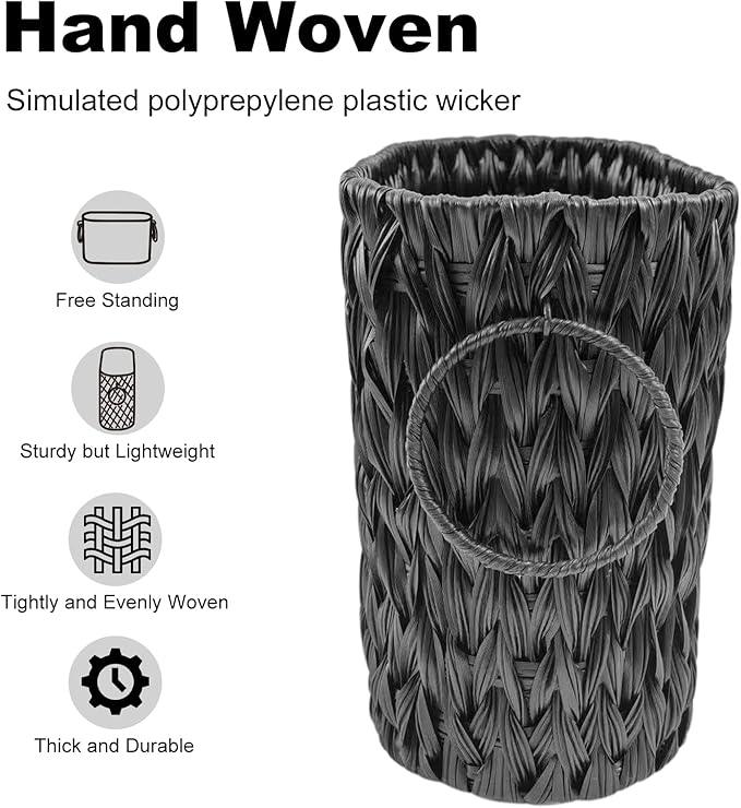 Coeusy Black Toilet Paper Storage Basket,Large Free Standing Toilet Paper Organizer,Waterproof Narrow Wicker Basket for Bathroom,Under Sink,or Cabinet - ModernBath