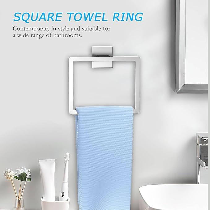 5 Pieces Towel Bar Set Brushed Nickel Bathroom Hardware Accessories Set SUS304 Stainless Steel Towel Holder Set for Bathroom 23.6 Inch Towel Bar,Towel Rack Wall Mounted - ModernBath