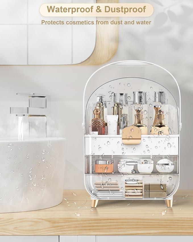 Makeup Organizer Countertop, Skincare Holder Bathroom Counter Organizer, Storage Box Cosmetic Display Cases, Teen Girl Gifts Make up Organizers for Vanity, Dresser (Rose Gold) - ModernBath