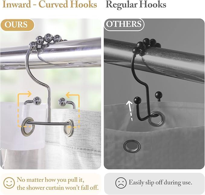 3-in-1 Fabric Shower Curtain Set,Double Waterproof Linen-Texture Shower Curtain with PEVA Liner that Fully Prevents Splashes,Soft Shower Curtain with 12 Anti-Fall Stainless Steel Hooks,72"x72" (White) - ModernBath