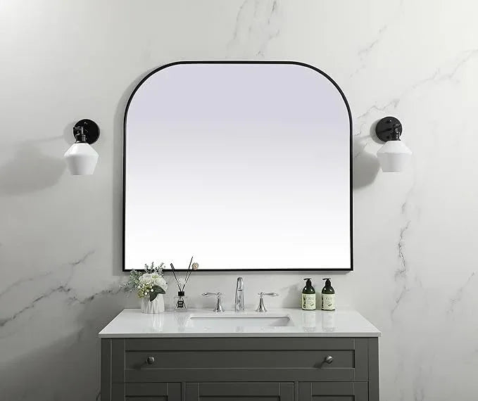 Illuminate, Metal Frame Arch Mirror 42X38 Inch in, Modern, Black - ModernBath