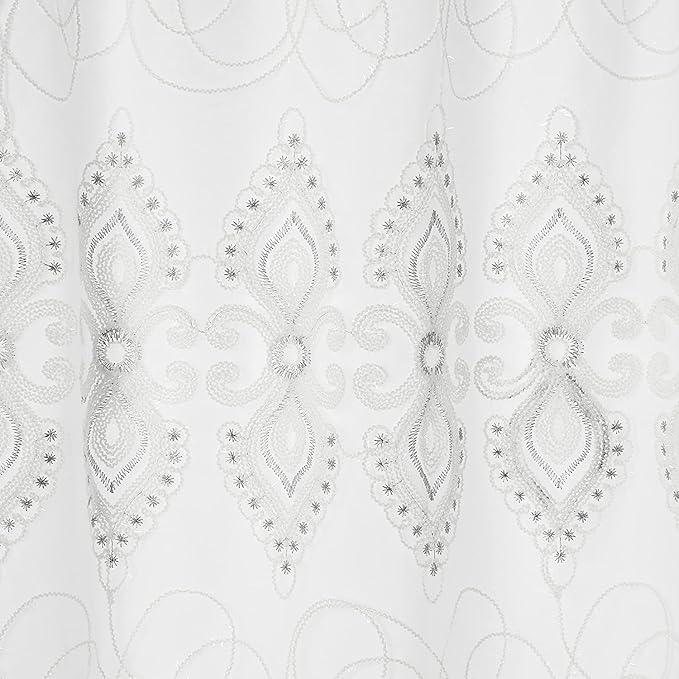 Zahari Home Monaco Bathroom Shower Curtain Set - 13pc Classic Luxury Contemporary Design with 12 Hooks - ModernBath