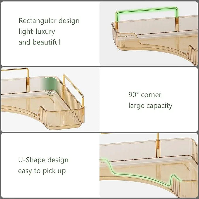 Weidace Corner Bathroom Counter Organizer Bathroom Countertop Shelf Makeup Organizer for Vanity Perfume Tray for Corner Storage (2 Tiers, Gold) - ModernBath