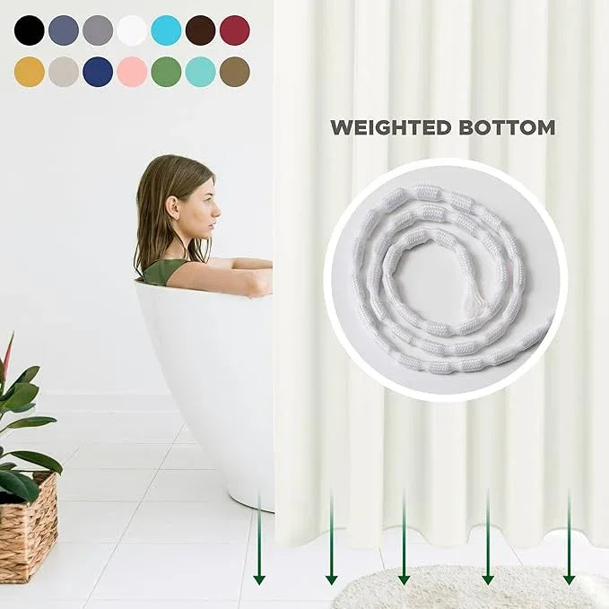 Biscaynebay Hotel Quality Fabric Shower Curtain Liners 72" X 72", Ivory Water Resistant Bathroom Curtains Rust Resistant Grommets Weighted Bottom Hem Machine Washable - ModernBath