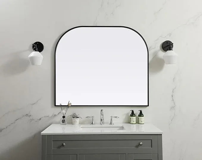 Illuminate, Metal Frame Arch Mirror 40X34 Inch in, Modern, Black - ModernBath