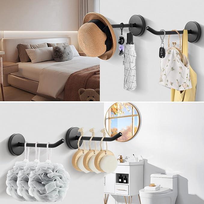 NearMoon Coat Hooks, Wall Mount Hooks for Hanging Hat Hurse Robe, 304 Stainless Steel Heavy Duty Towel Hangers for Bathroom Livingroom Hotel Kitchen Garage, 6 Pack (4 Inch, Matte Black) - ModernBath