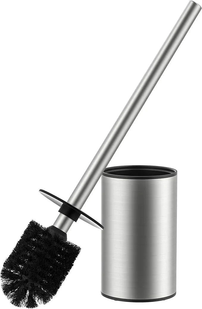 FORIOUS Toilet Brush and Holder Set, 304 Stainless Steel Heavy Duty Base and Handle for Bathroom Deep Cleaning, Toilet Bowl Cleaners Brush with Holder, Space Saving for Storage, Stainless Steel - ModernBath