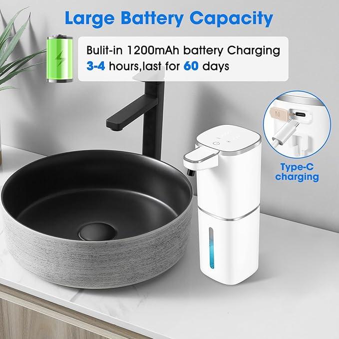 Automatic Foaming Soap Dispenser,Touchless Soap Dispenser,13.5oz/400ml Rechargeable Wall Mounted Smart Dispenser for Bathroom Kitchen,Easy for Toddlers(White) - ModernBath