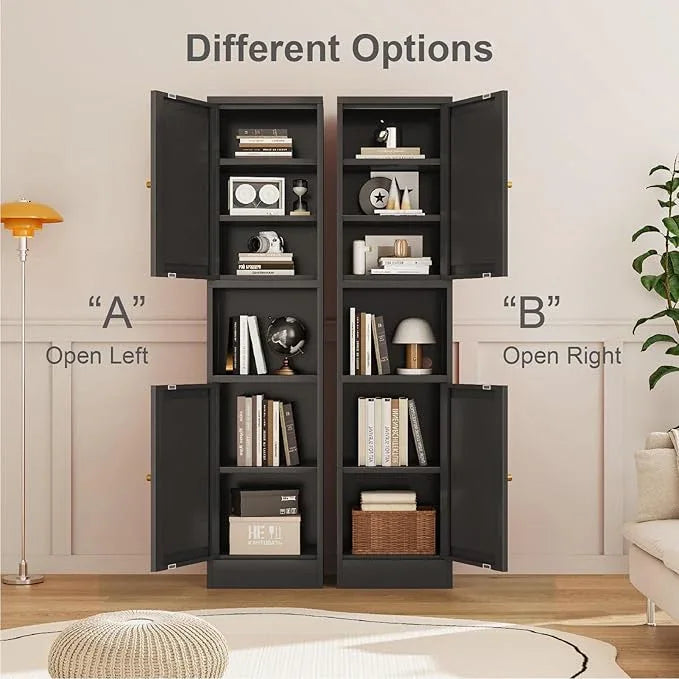 Metal Bathroom Storage Cabinet, 67" Tall Narrow Freestanding Floor Cabinet with Adjustable Shelves and Open Compartment, Slim Metal Locker for Laundry, Kitchen, Dining Room - ModernBath